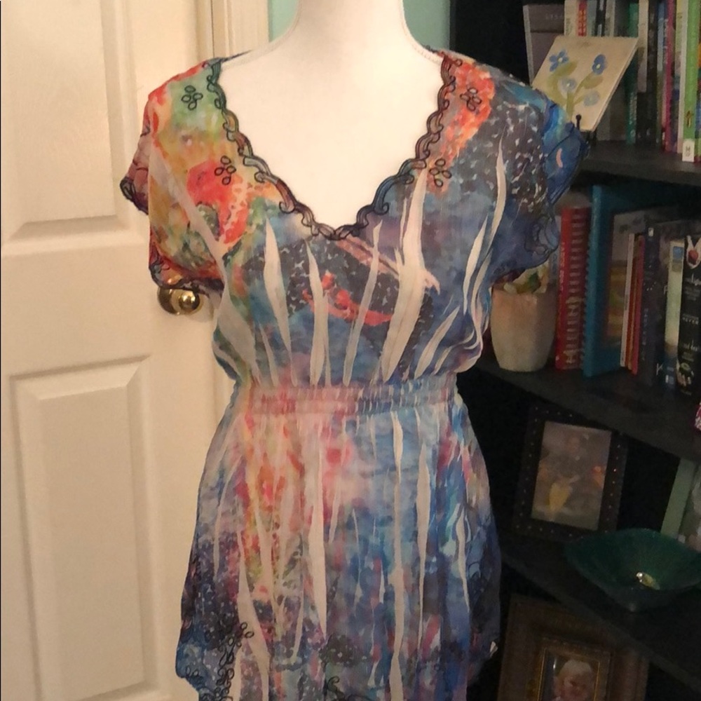 Mushbaby Sienna Rose semi sheer multicolored top